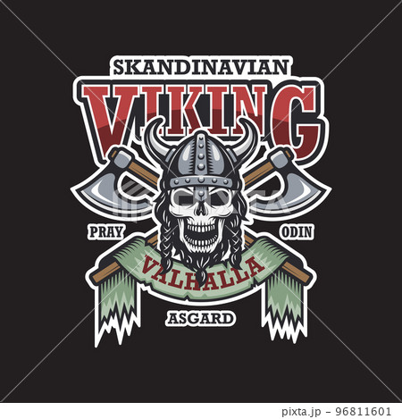 Viking emblem on dark background 96811601