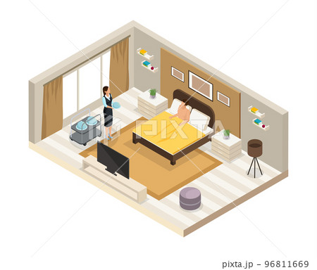 Isometric Breakfast Hotel Service Concept 96811669
