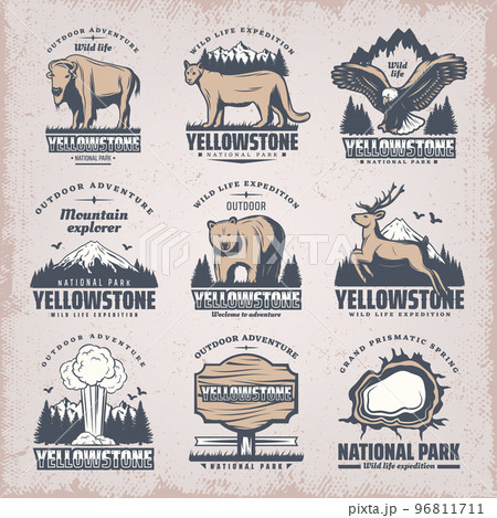 Vintage Colored National Park Emblems Set 96811711