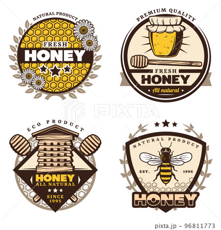 Vintage Colored Honey Emblems Set Vintage Colored Honey Emblems Set 96811773
