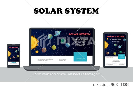 Flat Solar System Colorful Concept 96811806