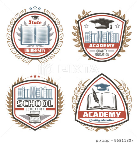Vintage Colored Education Emblems Set 96811807