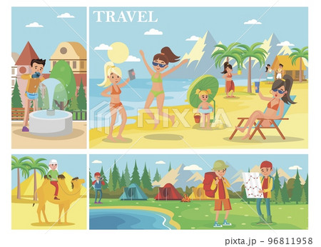 Flat Summer Vacation Composition Flat Summer Vacation Composition 96811958