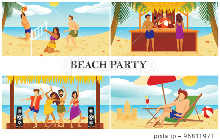 Flat Summer Beach Vacation Composition Flat Summer Beach Vacation Composition 96811971
