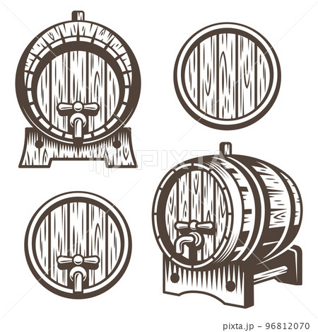Set of vintage wooden barrels 96812070