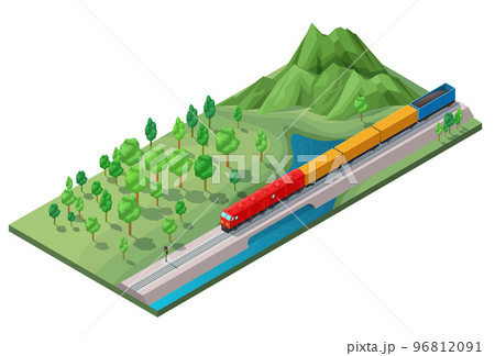 Isometric Railway Logistic Transportation Concept 96812091