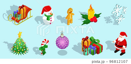 Isometric Christmas Icons Set 96812107