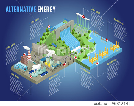 Isometric Alternative Energy Infographic Template 96812149