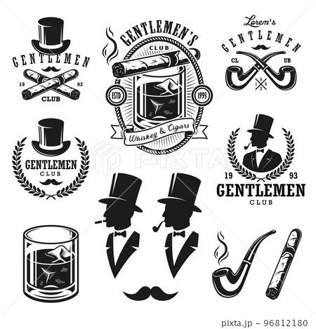 Set of vintage gentlemen emblems and elements. 96812180