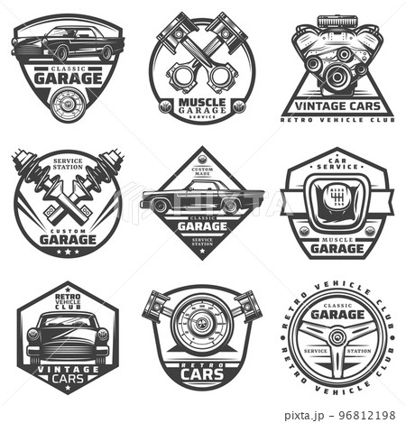 Vintage Car Repair Service Labels Set 96812198