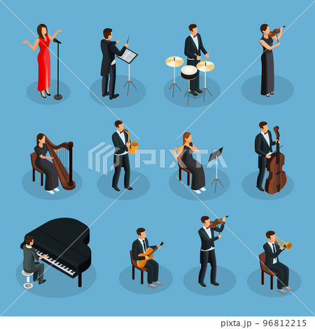 Isometric People In Orchestra Collection 96812215