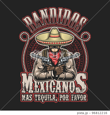 Vector illustrtion of mexican bandit print template 96812216