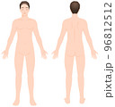 男性の裸体全身図 正面と背面 イラスト 脱毛/エステ/ダイエット 96812512