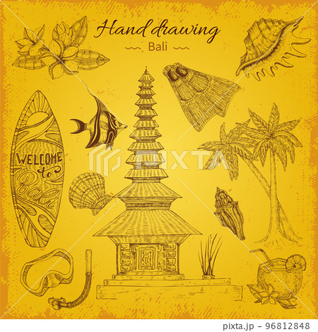 Hand Drawing Balinese Background Hand Drawing Balinese Background 96812848