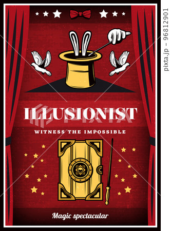 Vintage Colored Magic Illusion Poster Vintage Colored Magic Illusion Poster 96812901