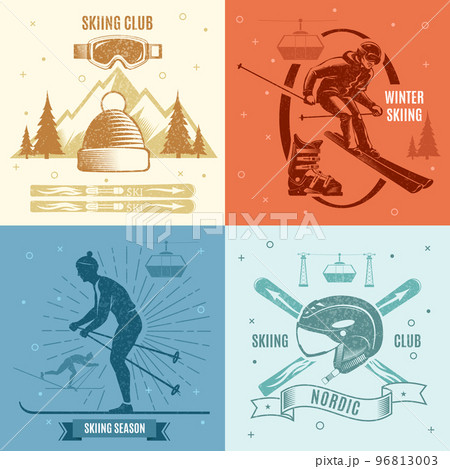 Nordic Skiing Retro Style Emblems 96813003
