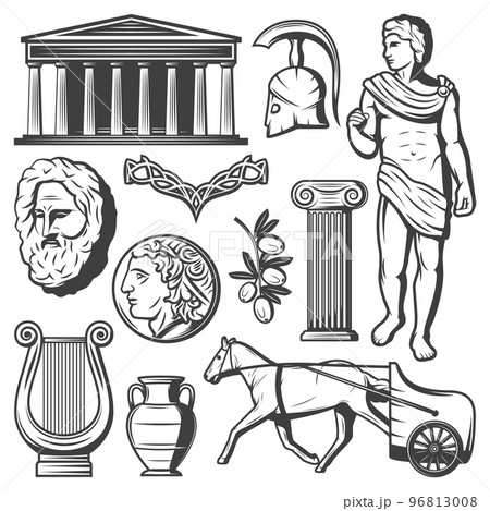 Vintage Ancient Greece Elements Set 96813008