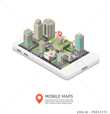 Mobile Maps Isometric Design Mobile Maps Isometric Design 96813155