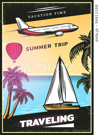 Vintage Colored Traveling Poster Vintage Colored Traveling Poster 96813168