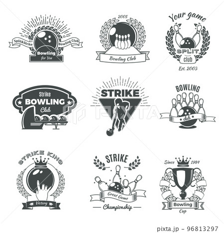 Bowling Monochrome Vintage Style Emblems 96813297