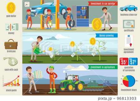 Business Investment Infographic Horizontal Banners 96813303