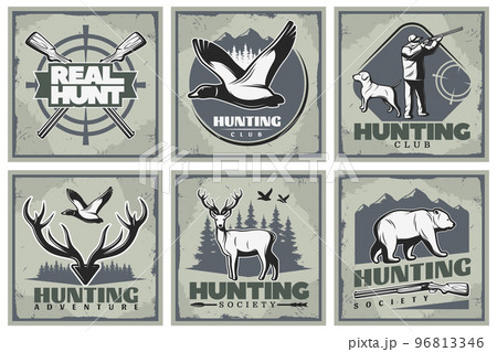 Hunting Adventure Posters Setのイラスト素材 [96813346] - PIXTA