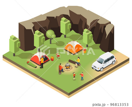 Colorful Isometric Outdoor Recreation Concept 96813353