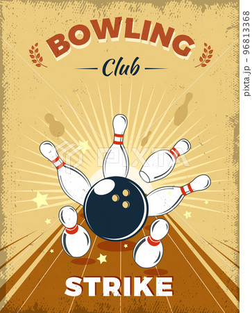 Bowling Club Retro Style Design 96813368