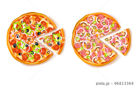 Pizza With Slice Composition 96813369