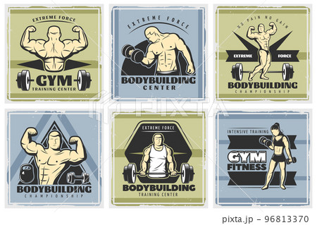Vintage Body Building Poster Set Vintage Body Building Poster Set 96813370