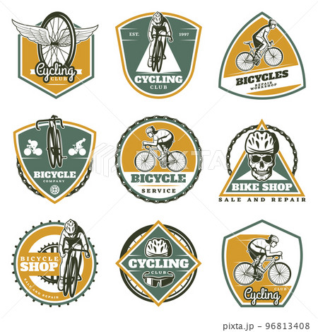 Colored Vintage Biking Labels Set 96813408