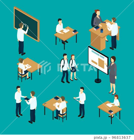 Teachers And Students Isometric Set 96813637