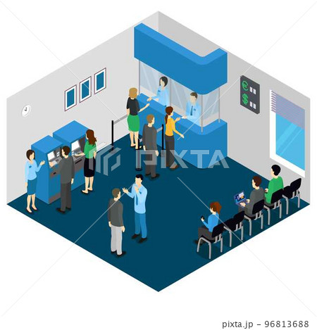 Bank Office Isometric Concept 96813688