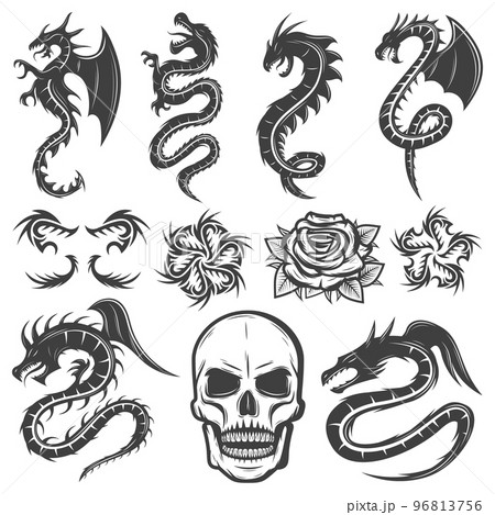 Vintage Monochrome Tattoos Collection 96813756