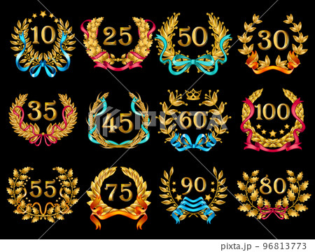 Cartoon Ornate Gold Wreathes Set 96813773