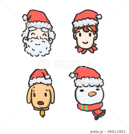 Set of cartoon christmas character head. 96813801