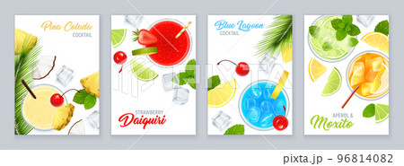 Cocktails Top View Poster Set 96814082