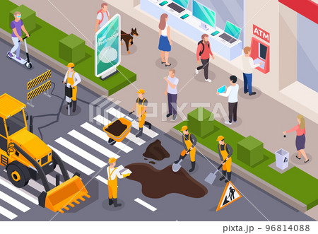 Isometric Road Construction Composition 96814088