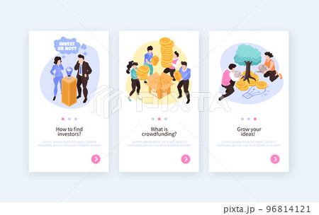 Crowdfunding Isometric Vertical Banners 96814121