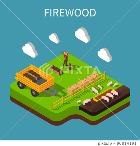Firewood Isometric Composition Firewood Isometric Composition 96814191