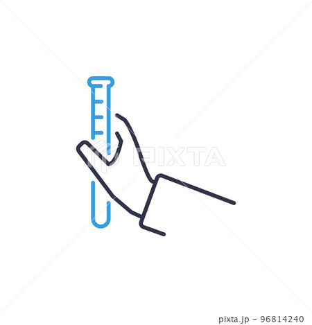 Hand holding Blue Test Tube vector concept colored linear icon 96814240