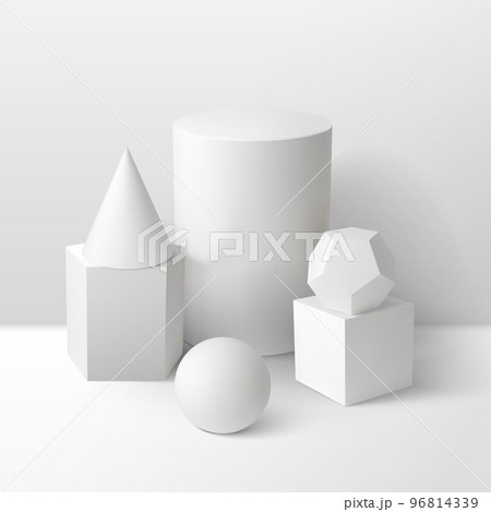 Basic 3d Shapes Monochrome Composition Basic 3d Shapes Monochrome Composition 96814339