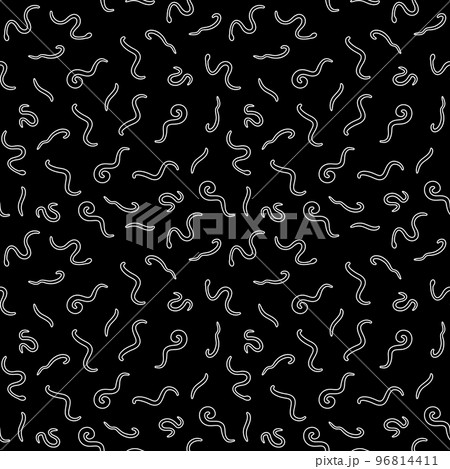 Helminths Nematodes and Intestinal Worms vector outline Seamless Pattern 96814411