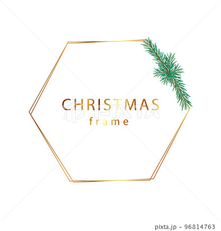 Gold christmas frame with branch 96814763