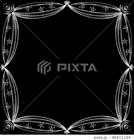 月と星のモチーフの額縁素材、テクスチャのあるフレーム素材、月と星の額縁イラスト、装飾フレーム素材 96815194