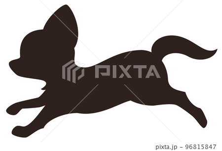 走る犬（チワワ）のシルエットアイコンB 96815847