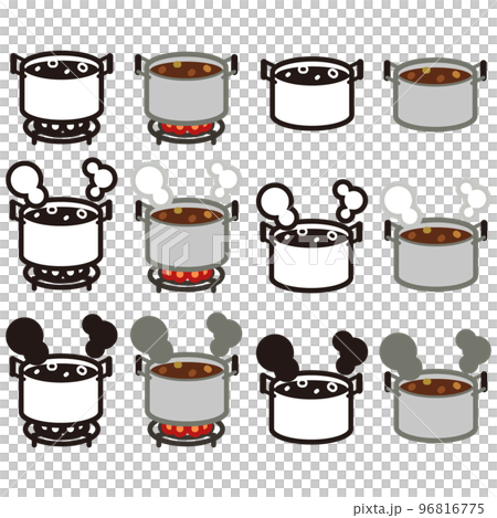 鍋入りカレーセット　コンロver付き　アイコンイラストセット 96816775