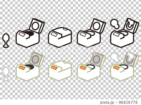 Rice cooker set icon illustration set Rice cooker set icon illustration set 96816778