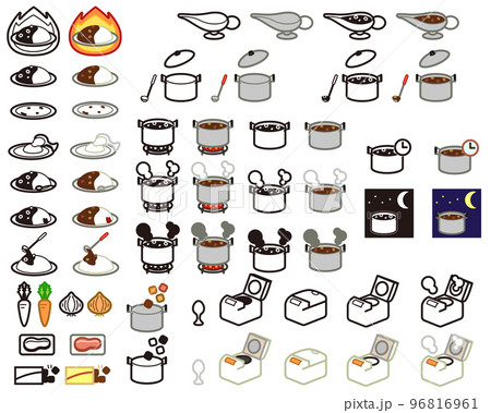 カレーライス関連イラストのセット 96816961