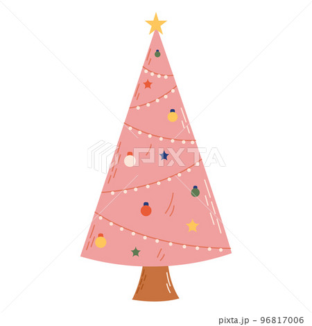 Christmas tree with decorations. Christmas and New Year celebration concept. Good for greeting card, invitation, banner, web design. Christmas tree with decorations. Christmas and New Year celebration concept. Good for greeting card, invitation, banner, web design. 96817006